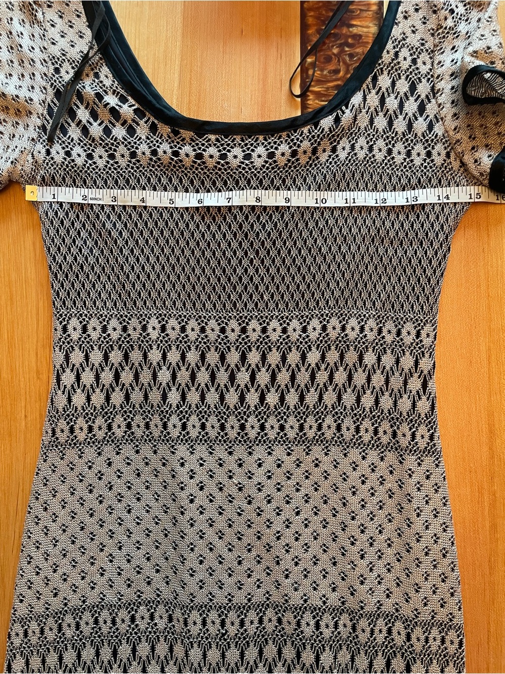 Vintage 1990’s Maurice’s black and cream crochet overlay mid dress - Picture 9 of 10